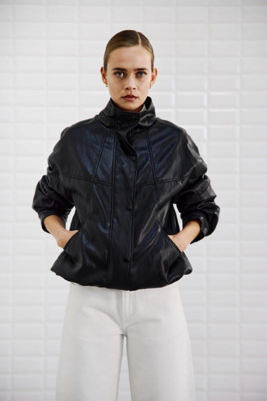 With Black Anni Vegan Leather Jacket Black